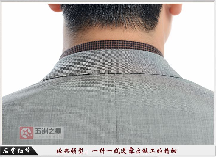 淺灰色單?？勰锌盥殬I工作服定做后背細節圖